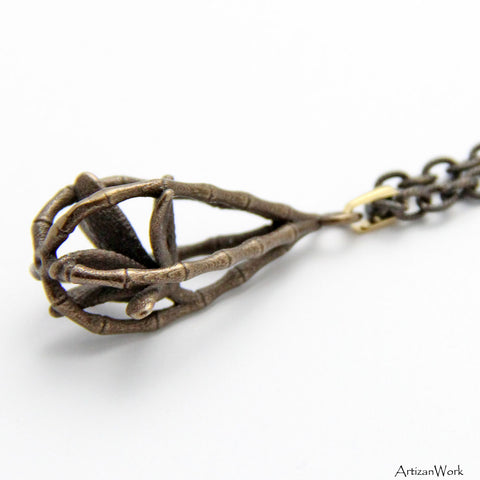 Caged Bamboo - Necklace (Stainless Steel)