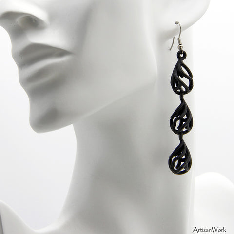 Coral Dangling Earrings in the Color Black