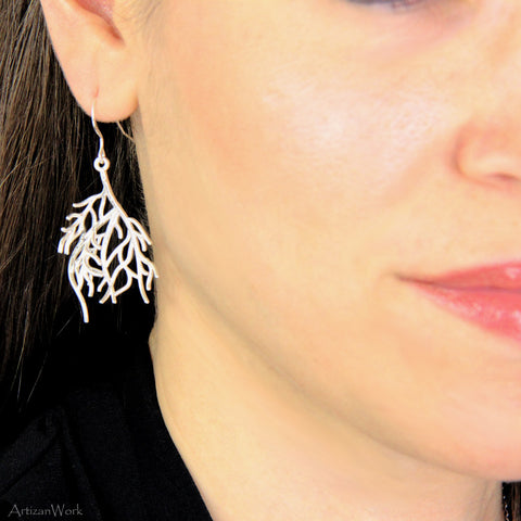 Coral Fan Lg - Earrings (Sterling Silver or Gold)