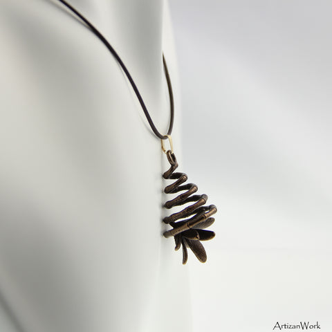 Spiral Bamboo - Necklace (Stainless Steel)