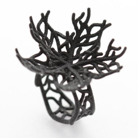 Coral Fan Lg - Ring (Black or White)