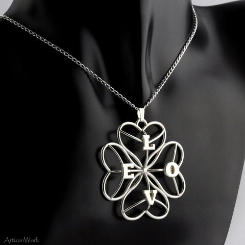 Four Leaf Heart Clover - Necklace (Sterling Silver)
