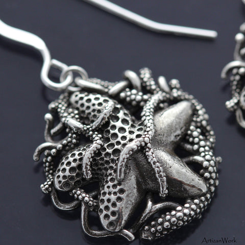 "Starfish in Coral" Lx - Earrings (Sterling Silver or Gold)