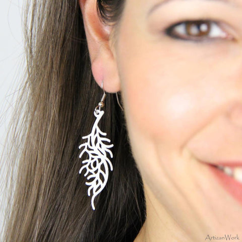 Coral Fan Lx - Earrings (Black or White)