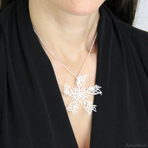 Coral Fan Lg - Necklace (Black or White)